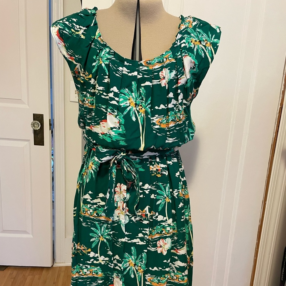 LC Lauren Conrad green palm tree dress, XS